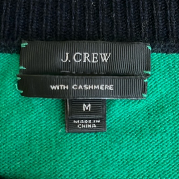 J. Crew Elbow Patch Cashmere Sweater - Size M, Blue and Green - Picture 6 of 7